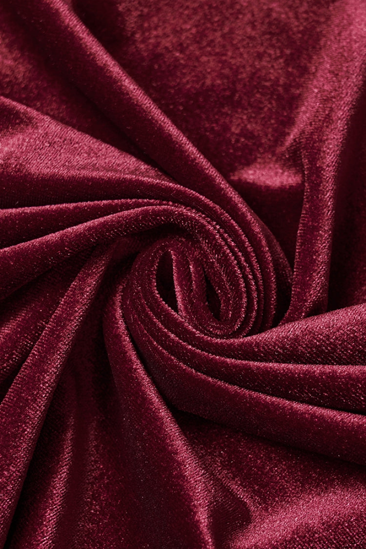 Red Floral Embroidery Diamante Velvet Hooded Women's Gothic Cloak