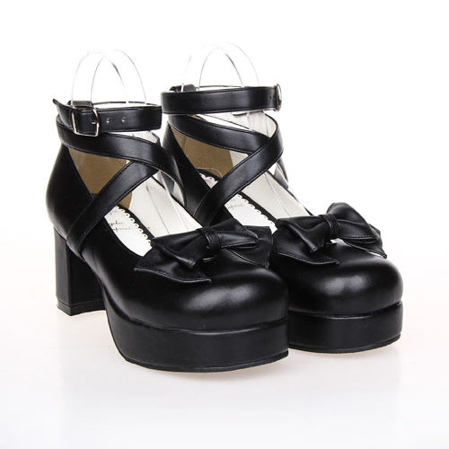Bowknot Princess Round-toe Lolita High Heel Shoes