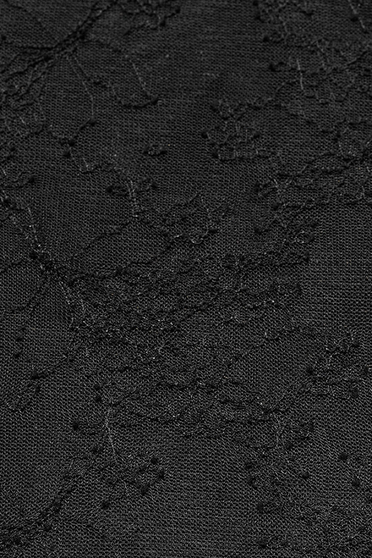 Black Round Collar Long Sleeves Print Stitching Lace Slim Women's Gothic T-Shirt
