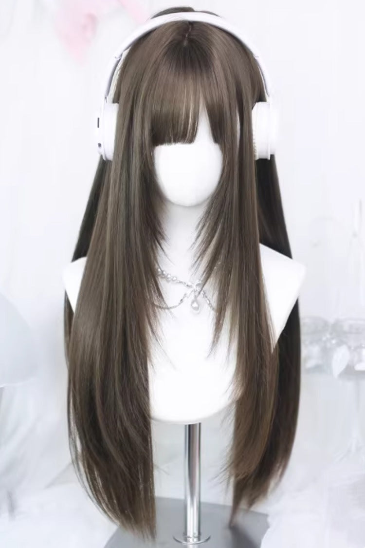 Side Part Air Bangs Sweet Lolita Long Straight Wig 2 Colors