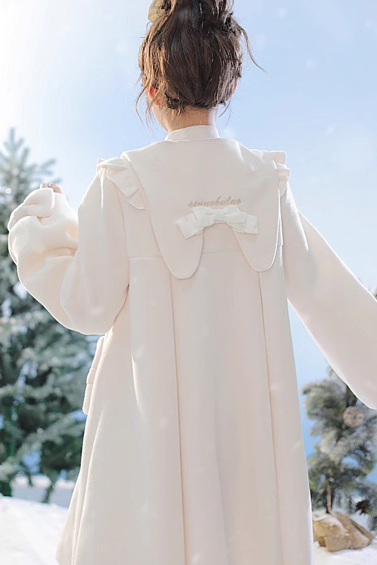 White Pointed Collar Long Sleeves Bowknot Sweet Lolita Coat