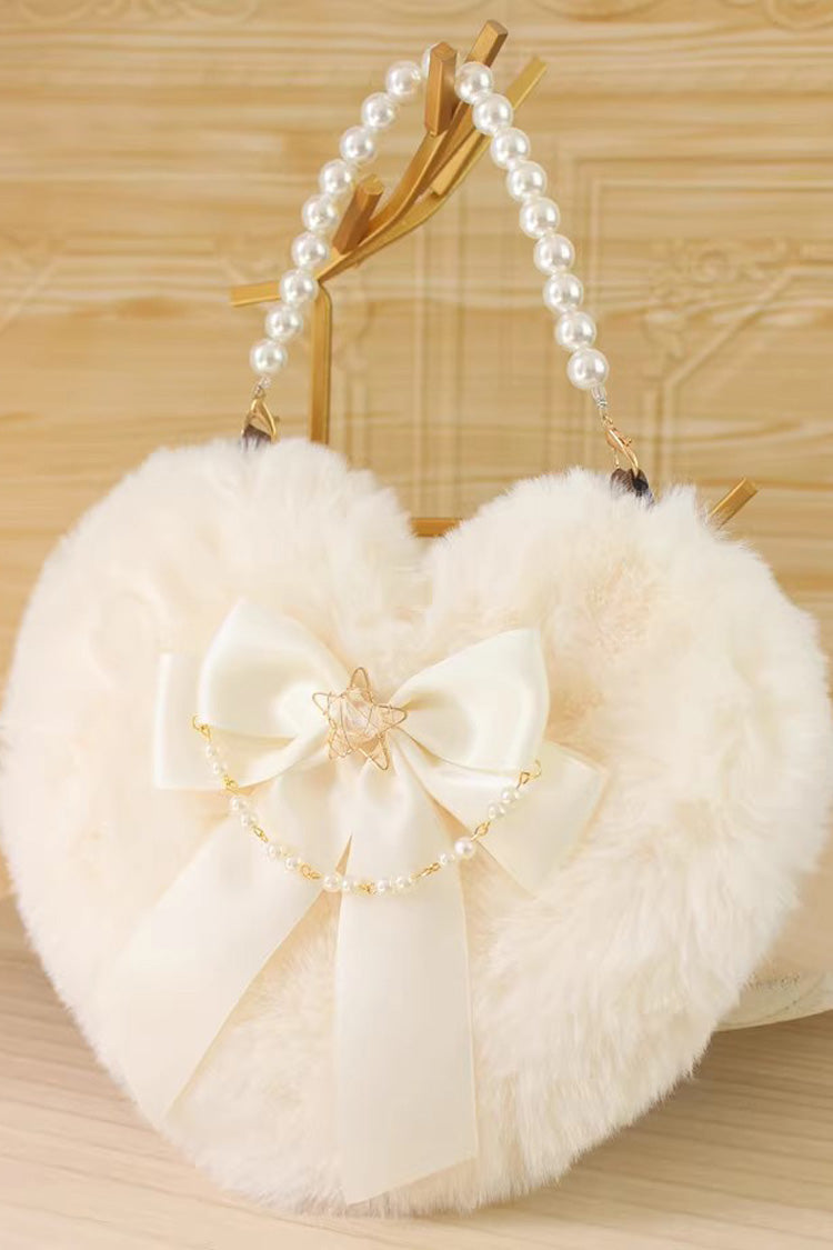 Fluffy Heart Cartoon Bowknot Pearl Sweet Lolita Handbag 17 Colors