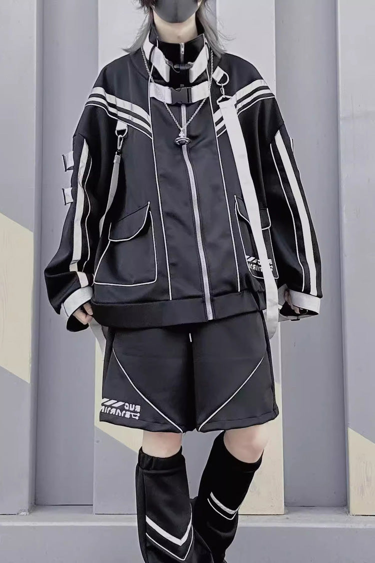 Cyberpunk Functional Long Sleeves Print Jirai Kei Handsome Sports Coat 2 Colors