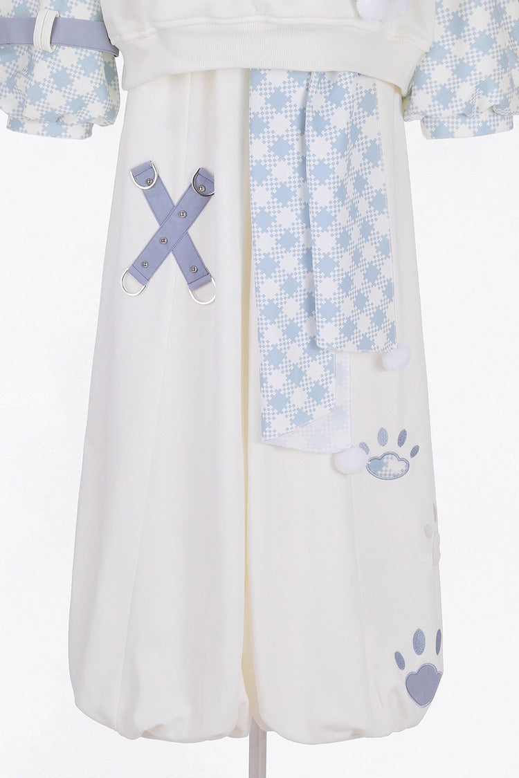 White Lapel Collar Long Sleeves Print Asymmetric Prince Handsome Ouji Lolita Set
