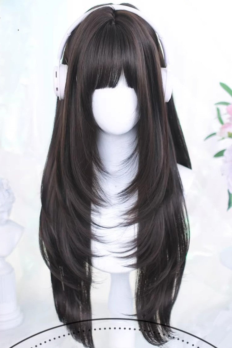 Wispy Air Bangs Straight Sweet Japanese Style Lolita Wig 2 Colors