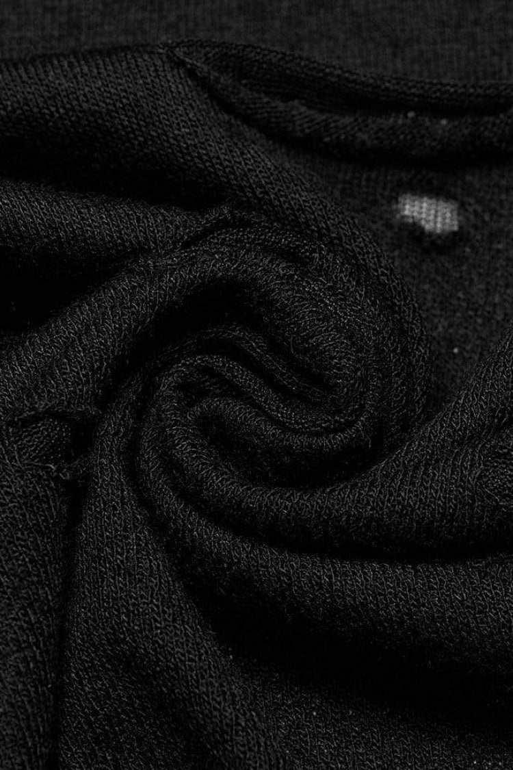 Black Ripped Hooded Metal Large Pins Mens Gothic Coat