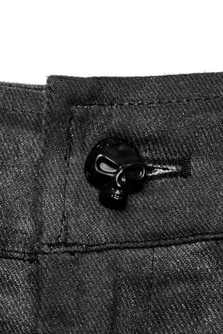 Black Lace-Up Straps Big-pocket Men's Punk Pants