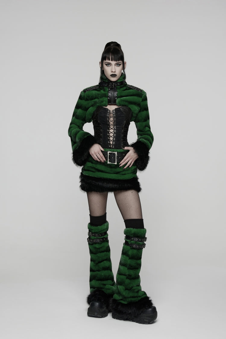 Alternative Outfit Belt - Faux Fur With Belt, Green, Women's Style, Punk Style, Lace Trim - additional product view 13