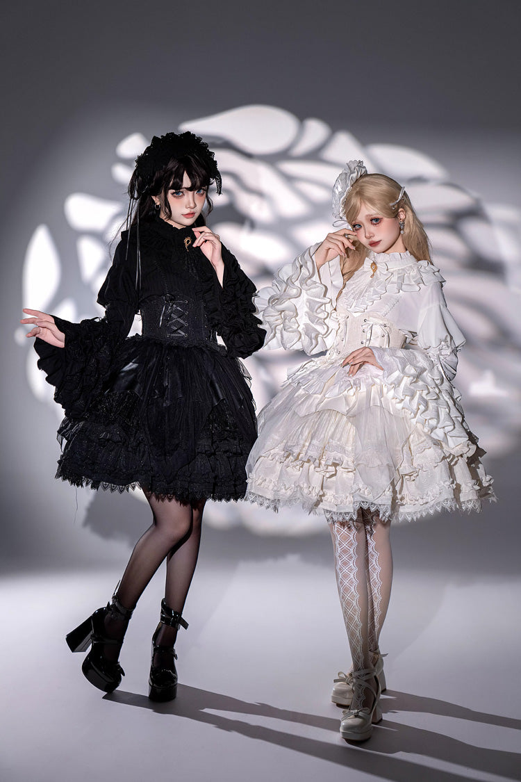 Alternative Waist Corset - The Angel Of Good And Evil, White, Layered, Sweet Style - additional product view 5