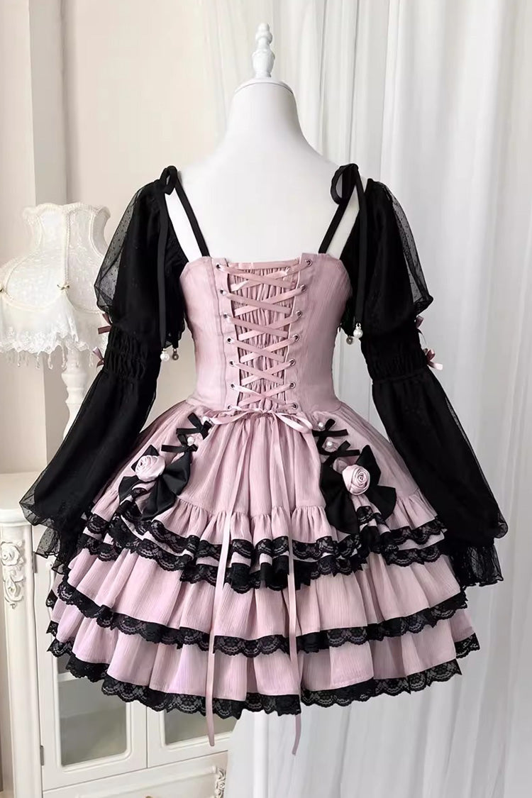 Black/Purple Dance Music Long Sleeves Multi-layer Ruffle Bowknot Sweet Princess Lolita Dress