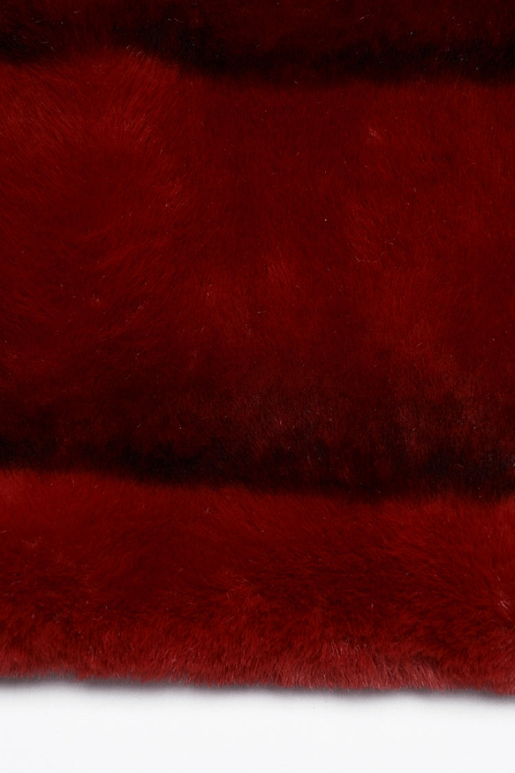 Red Stand Collar Long Sleeves Buckle Straps Faux Fur Women's Punk Short Cloak