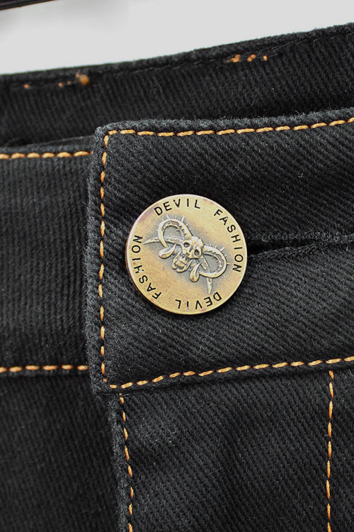 Punk Rock Bronze Fitted Leather Cross Mens Pants