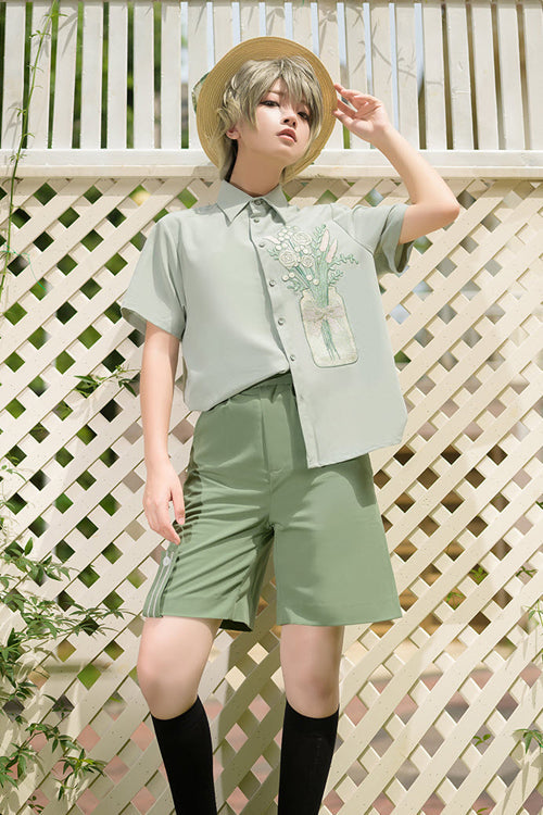 Classic Ouji Shirt - Princess Chronicles Flowering, 2 Colors, Embroidered - S Light Green / M Light Green / L Light Green option