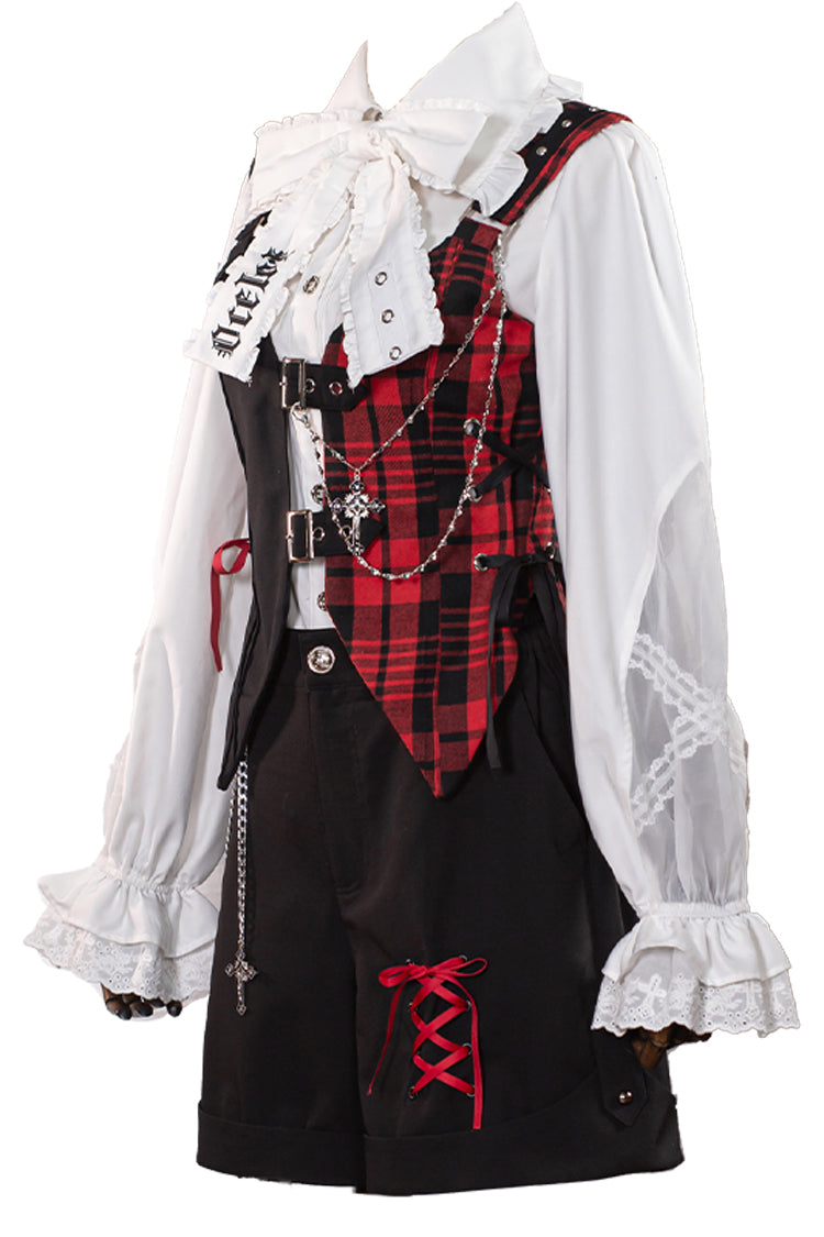 Classic Ouji Shorts - Subculture Plaid Print, 2 Colors, Plaid, Printed - S Red/Black / M Red/Black / L Red/Black option