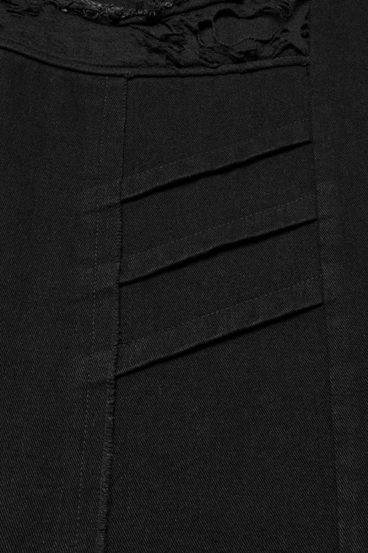 Black Ripped Men's Punk Straight Pants