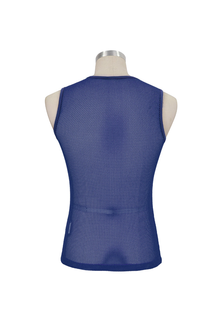 Blue Elasticity Perspective Rhombus Net Yarn Sleeveless Men's Gothic T-Shirt