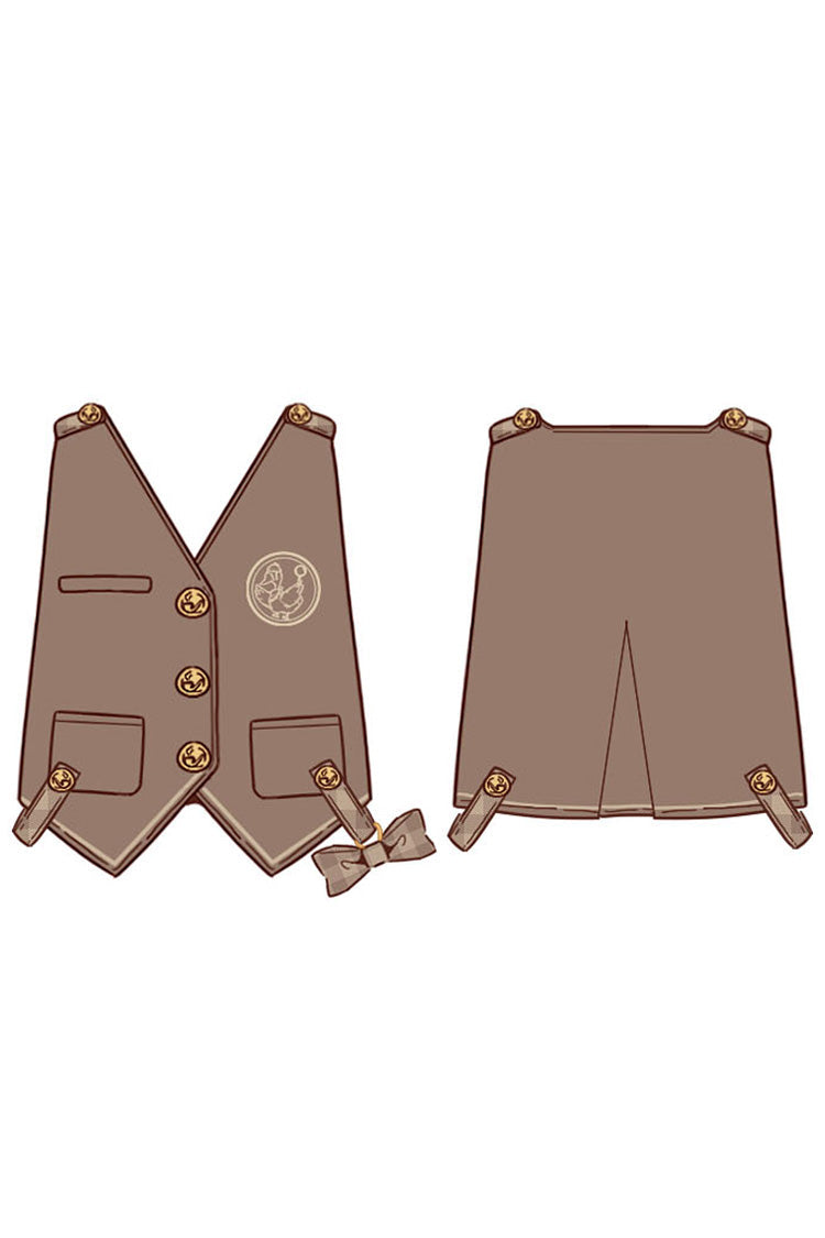 Brown Detective Goose Rivet Buttons Ouji Lolita Vest