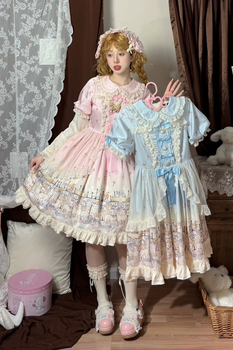 Gothic Lolita Dress - Angel Lamb, Pink, Ruffled, Printed, Sweet Style - additional product view 8
