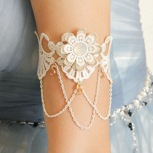 Gothic Lolita Dress - Baroque Palace Style, White, Buckle Detail, Women's Style, Lace Trim - main product image