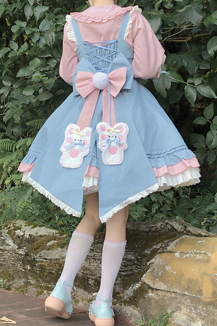 Gothic Lolita Dress - Blue/pink Plum Blossom Snow, 2 Colors, Ruffled, Sweet Style - additional product view 8