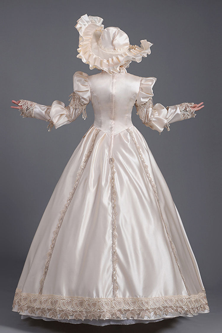 Gothic Lolita Dress - Champagne Court Style High, Champagne, High Waist, Long Sleeves - additional product view 4