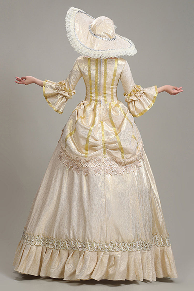 Gothic Lolita Dress - Champagne Half Sleeves Square, Champagne, Square Collar, High Waist - additional product view 3