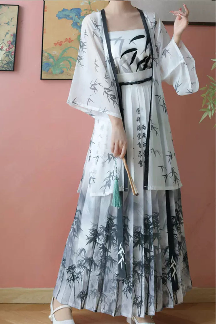 Gothic Lolita Dress - Chinese Handwriting Print Style, 2 Colors, Women's Style - additional product view 6