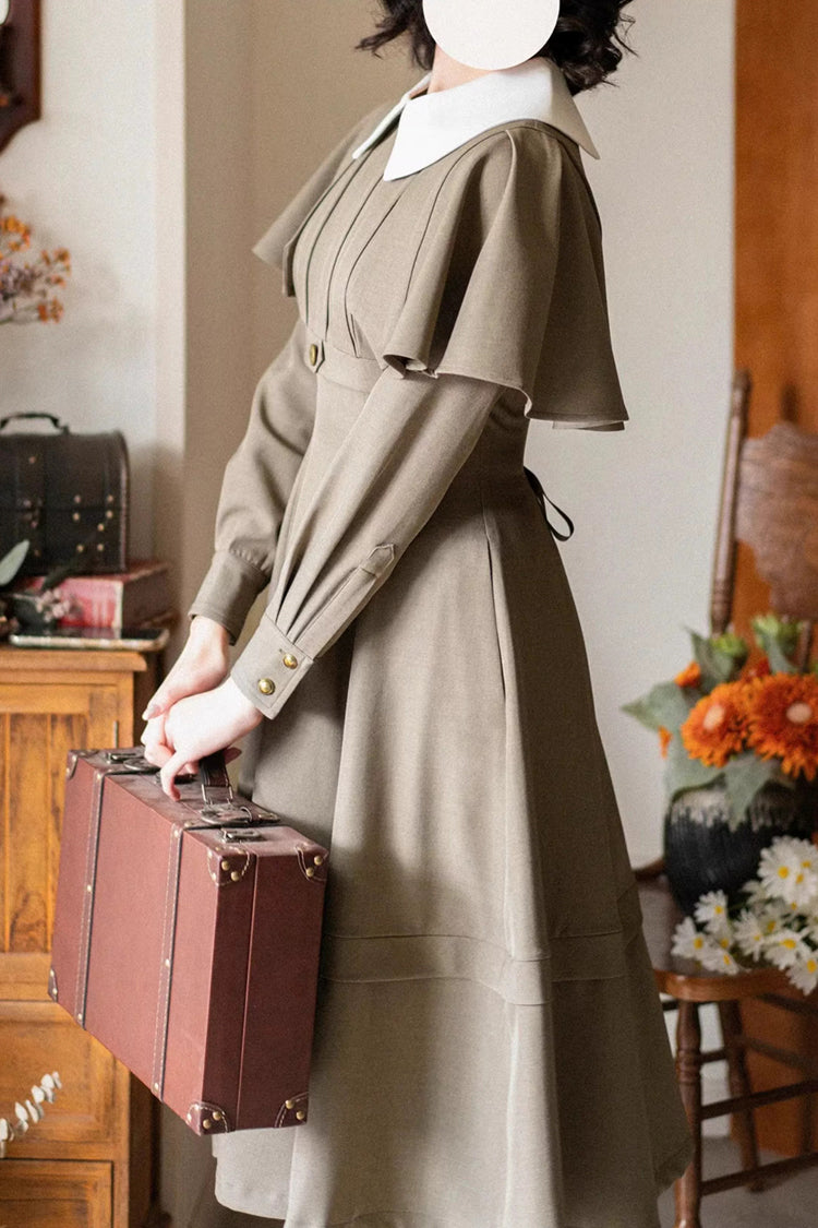 Gothic Lolita Dress - Forest Antique Trunk, Khaki, Classic Style, Long Sleeves - additional product view 5