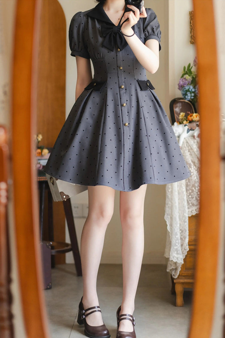 Gothic Lolita Dress - Forest Boulotty, Gray, Sweet Style, Bow Detail, Printed - additional product view 5