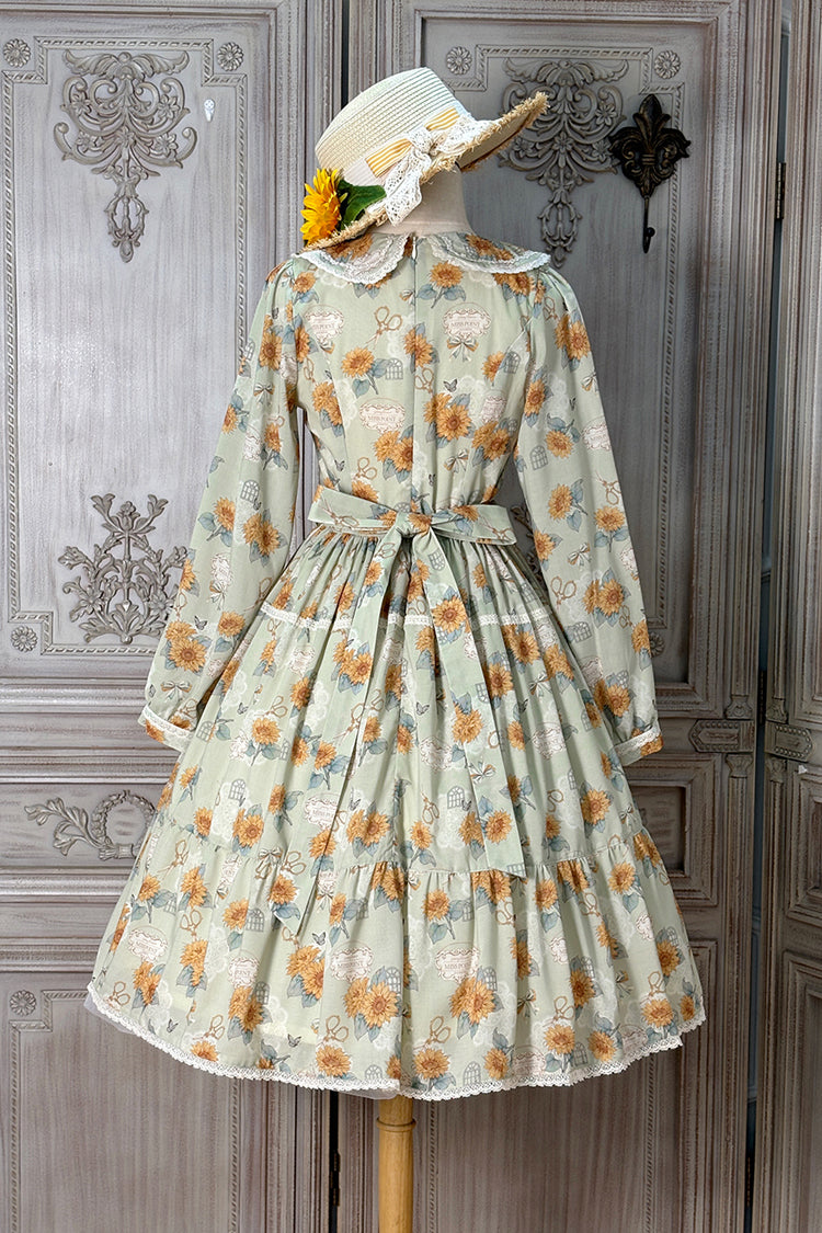 Gothic Lolita Dress - Gardening Sunflower, Green, Sweet Style, Bow Detail, Lace Trim - additional product view 11