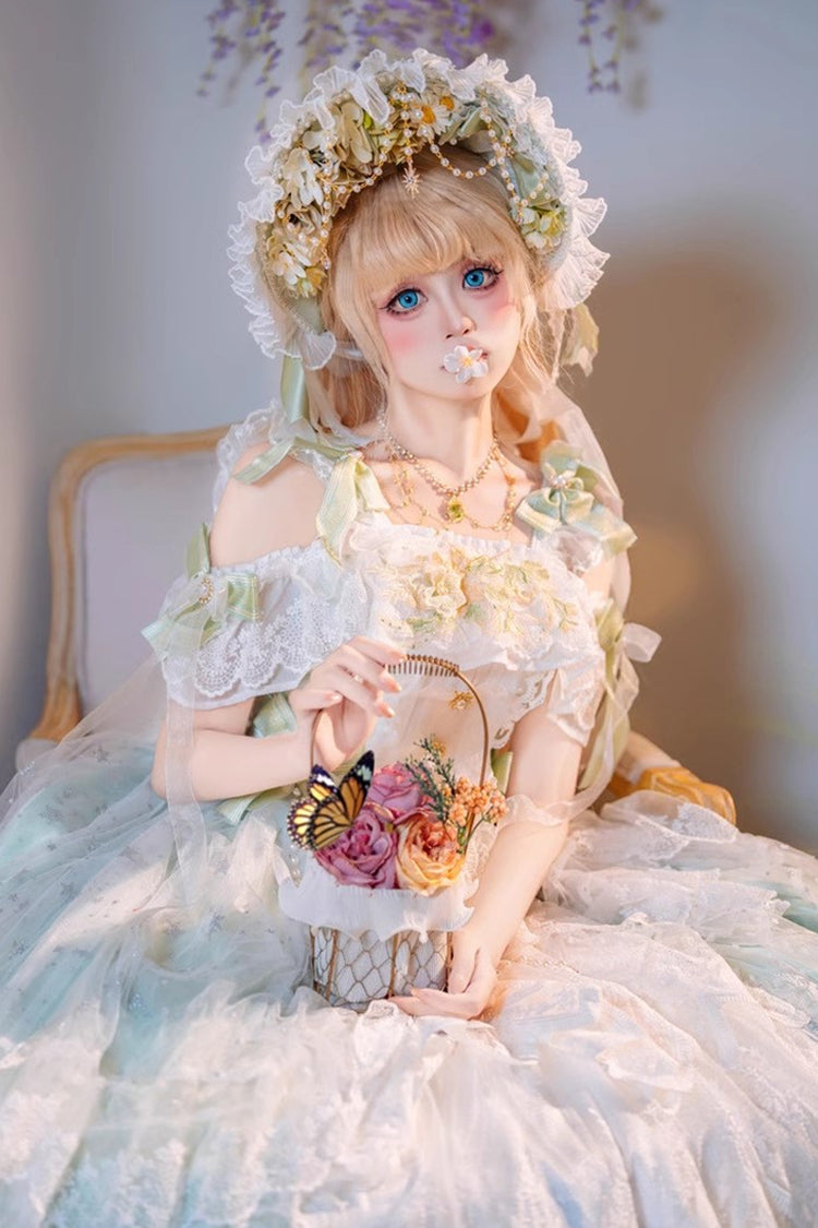 Gothic Lolita Dress - Glazed Phantom, Green, Sweet Style, Bow Detail, Lace Trim - additional product view 8