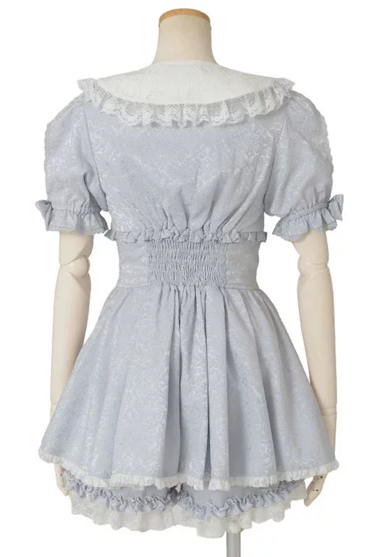 Gothic Lolita Dress - Lapel Collar Jacquard Ruffled, 2 Colors, Plus Size, Sweet Style - additional product view 7