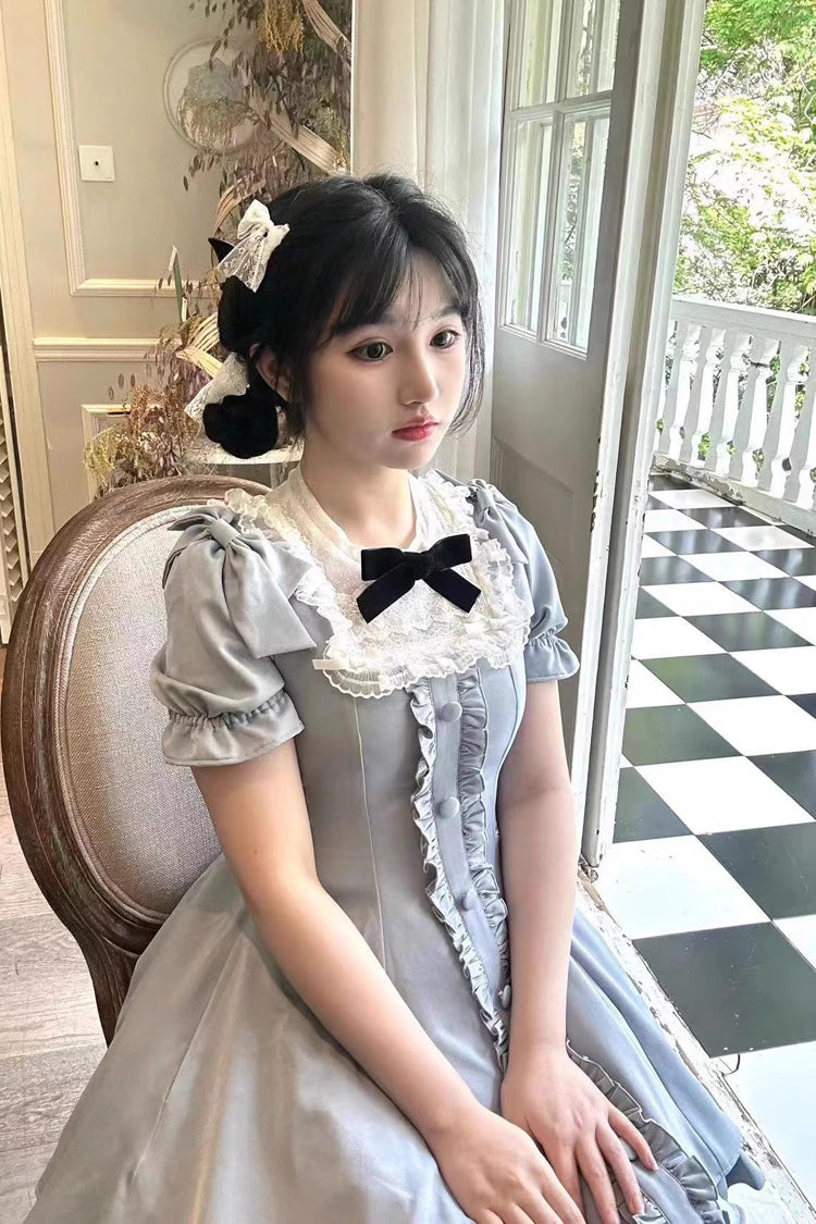 Gothic Lolita Dress - Light Blue Annie's Gift, Blue, Short Version, Plus Size - additional product view 8