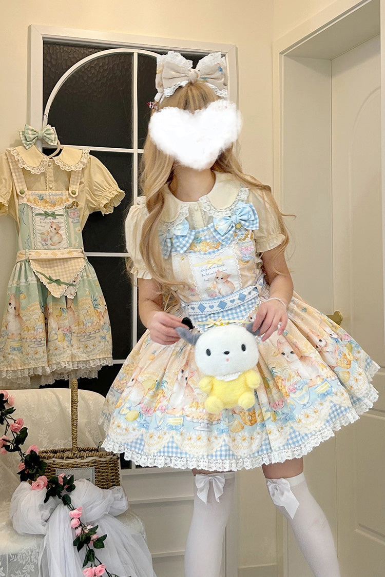 Gothic Lolita Dress - Pineapple Cat, Yellow, Lace Trim, Printed, Sweet Style - additional product view 5