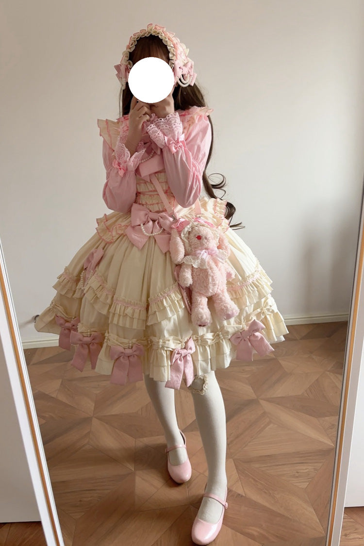 Gothic Lolita Dress - Pink/yellow Doll Multi-layered, 2 Colors, Sweet Style, Bow Detail - additional product view 5