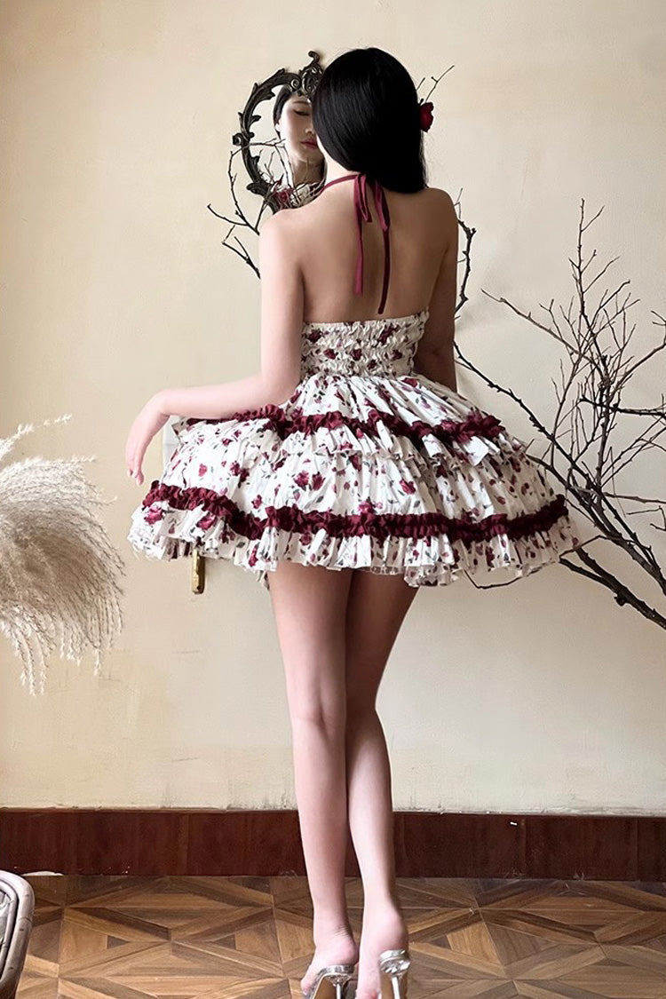 Gothic Lolita Dress - Red/white Halterneck Romantic, 2 Colors, Chinese-Inspired Style - additional product view 7
