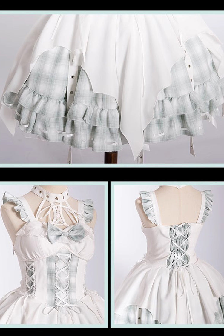 Gothic Lolita Dress - Rock Radio Wave Irregular, 3 Colors, Bow Detail, Printed - additional product view 7