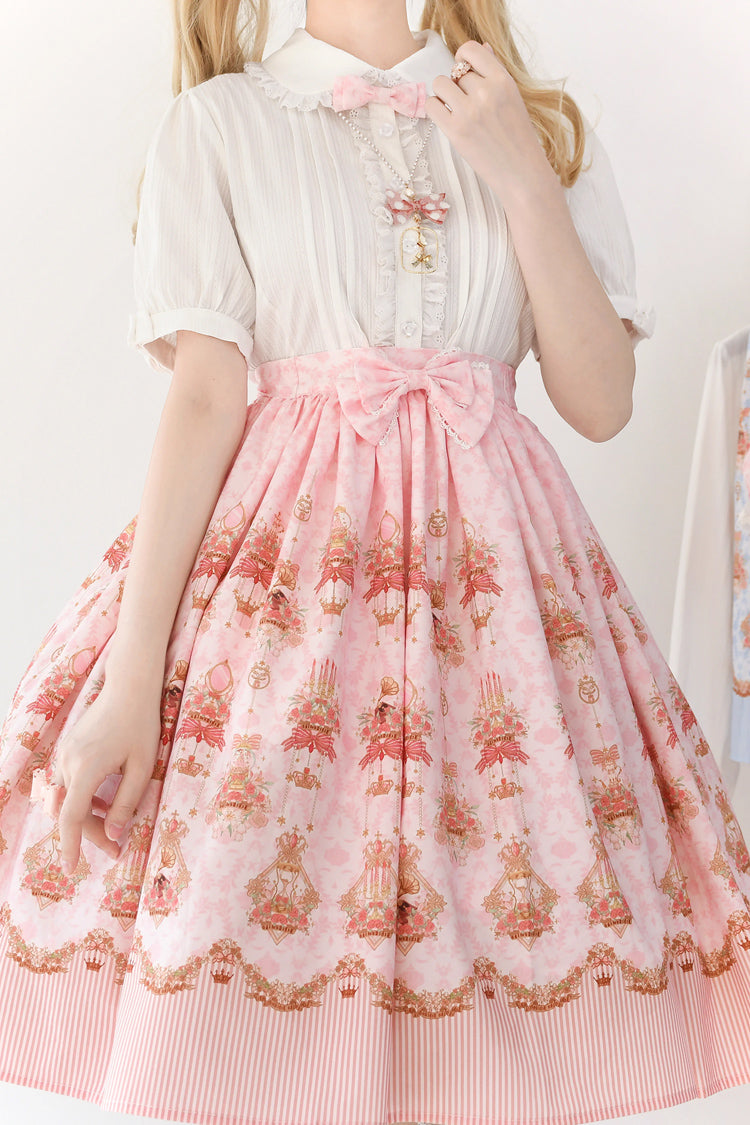 Gothic Lolita Dress - Rose Garden Rabbit, Pink, Ruffled, Printed, Sweet Style - additional product view 5