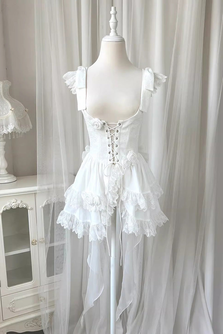 Gothic Lolita Dress - Rose Multi-layer, White, Detachable Detail, Layered, Sweet Style - additional product view 12