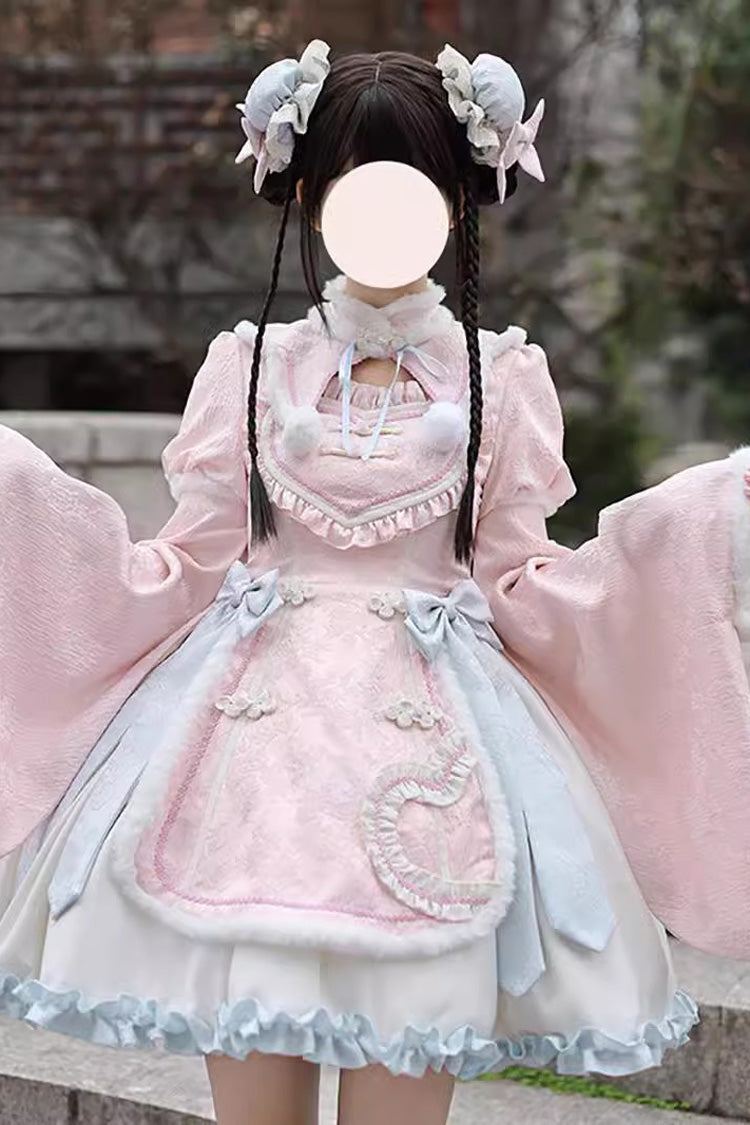 Gothic Lolita Dress - Ruffle Bowknot Chinese Style, Pink, Sweet Style, Bow Detail - additional product view 10