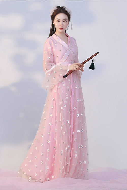 Gothic Lolita Dress - Sunflower, Pink, Chinese-Inspired Style, Embroidered, Sweet Style - additional product view 3