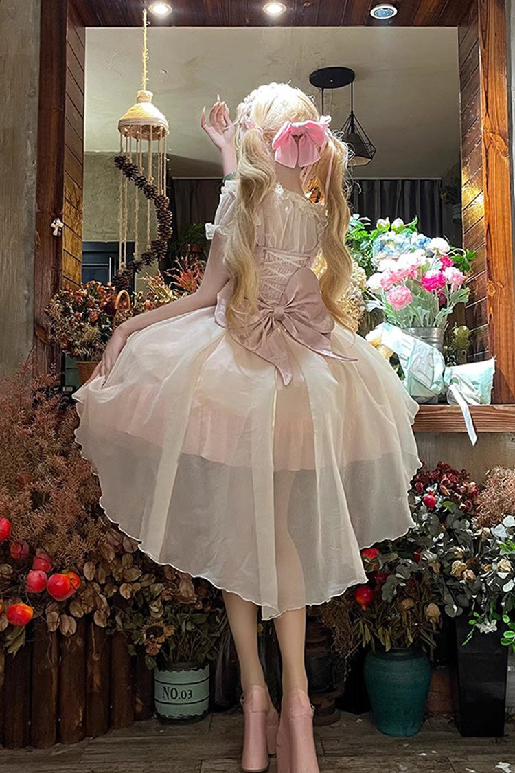 Gothic Lolita Dress - Triple-layered Ruffle Bowknot, 2 Colors, Bow Detail, Lace Trim - additional product view 7