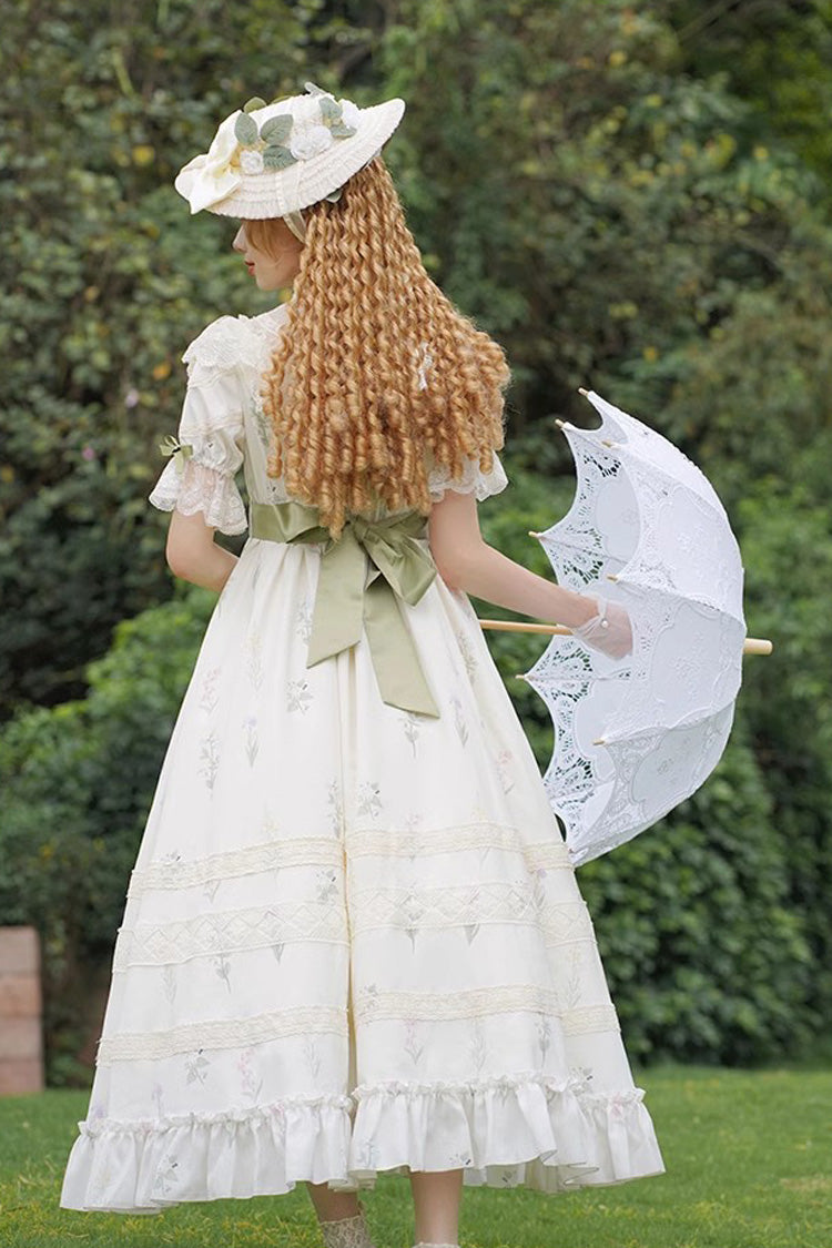 Gothic Lolita Dress - White/green Letters And Poems To, 2 Colors, Sweet Style, Lace Trim - additional product view 10