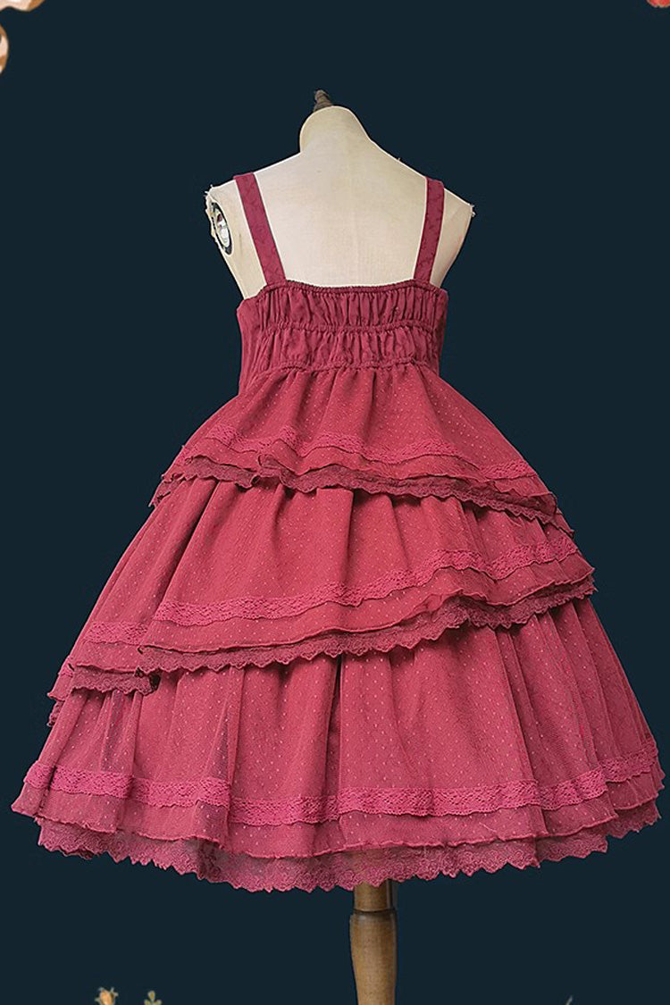 Gothic Lolita Dress - Wine, Bow Detail, Ruffled, Sweet Style - additional product view 3