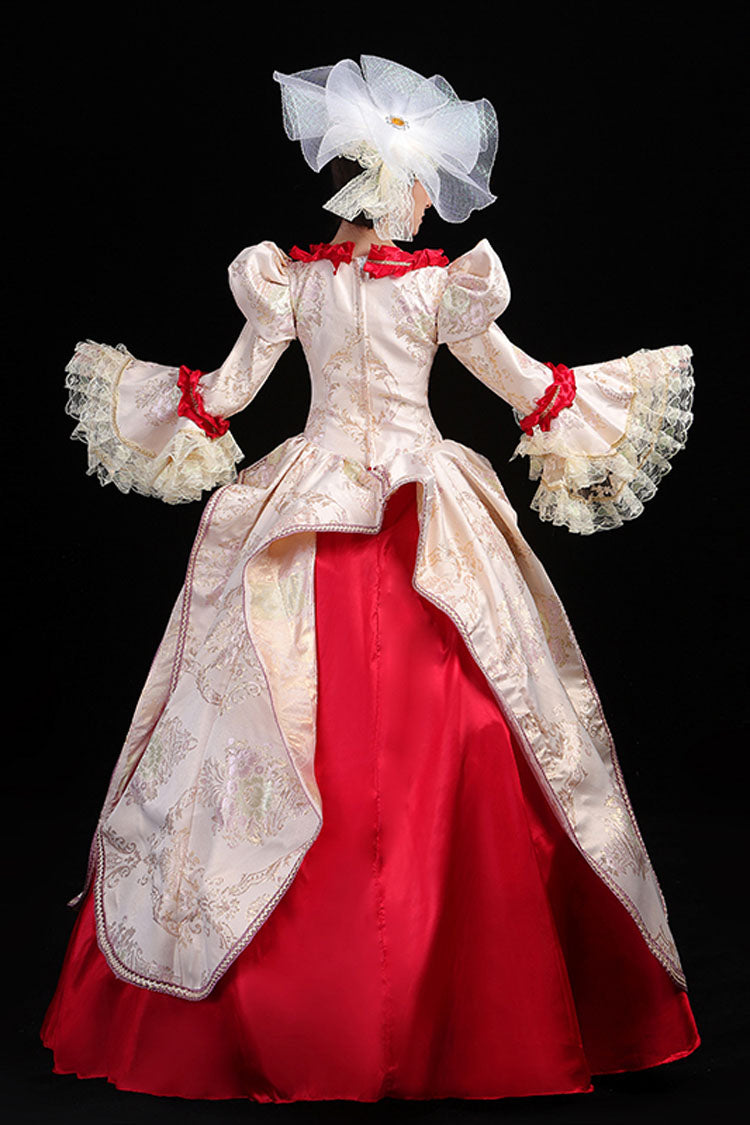 Gothic Lolita Dress - Wine/golden Stitching Court, Gold, High Waist, Printed, Embroidered - additional product view 5