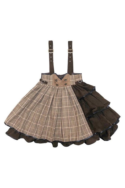 Gothic Lolita Skirt - Sherlock Detective, Brown, Adjustable, Ruffled - additional product view 2