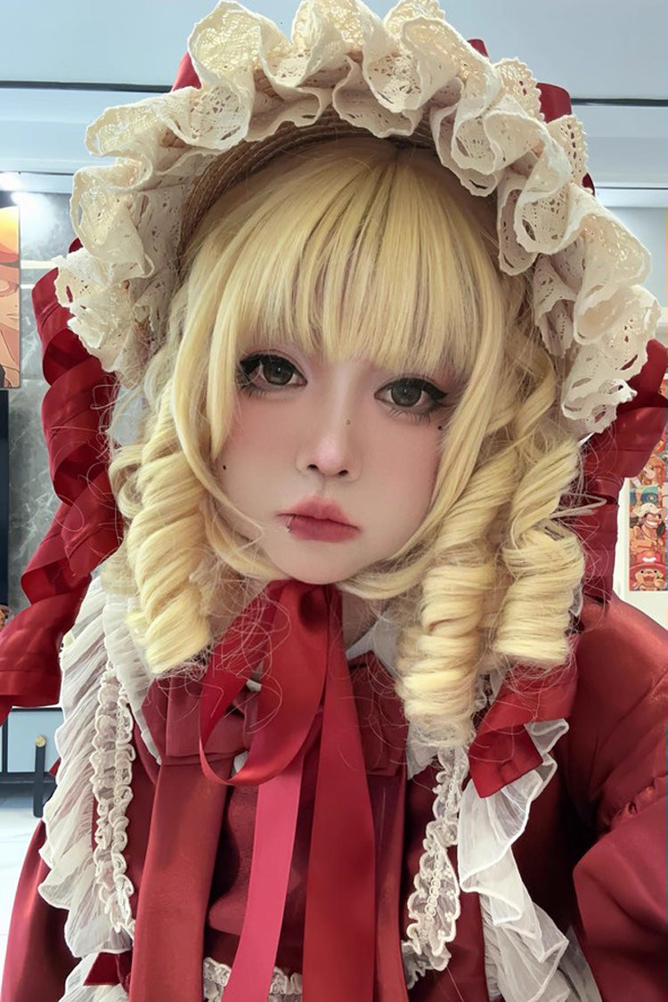 Kawaii Fashion Wig - Pale Gold Ringlet Curls, Gold, Sweet Style - additional product view 4