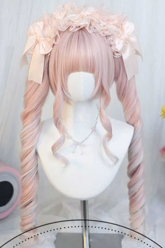 Kawaii Fashion Wig - Roman Ringlet Curls With, 4 Colors, Sweet Style - One-Size Sakura-Pink option