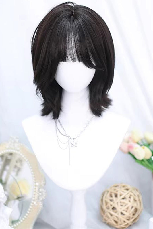 Kawaii Fashion Wig - Shoulder Length, 2 Colors, Sweet Style - Lolita Coordinate Hair - One-Size Black-Tea-Brown option