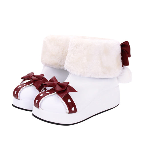 Lolita Boots - Round Toe, White, Sweet Style, Bow Detail - Alternative Fashion Shoes - 33 White / 34 White / 35 White option